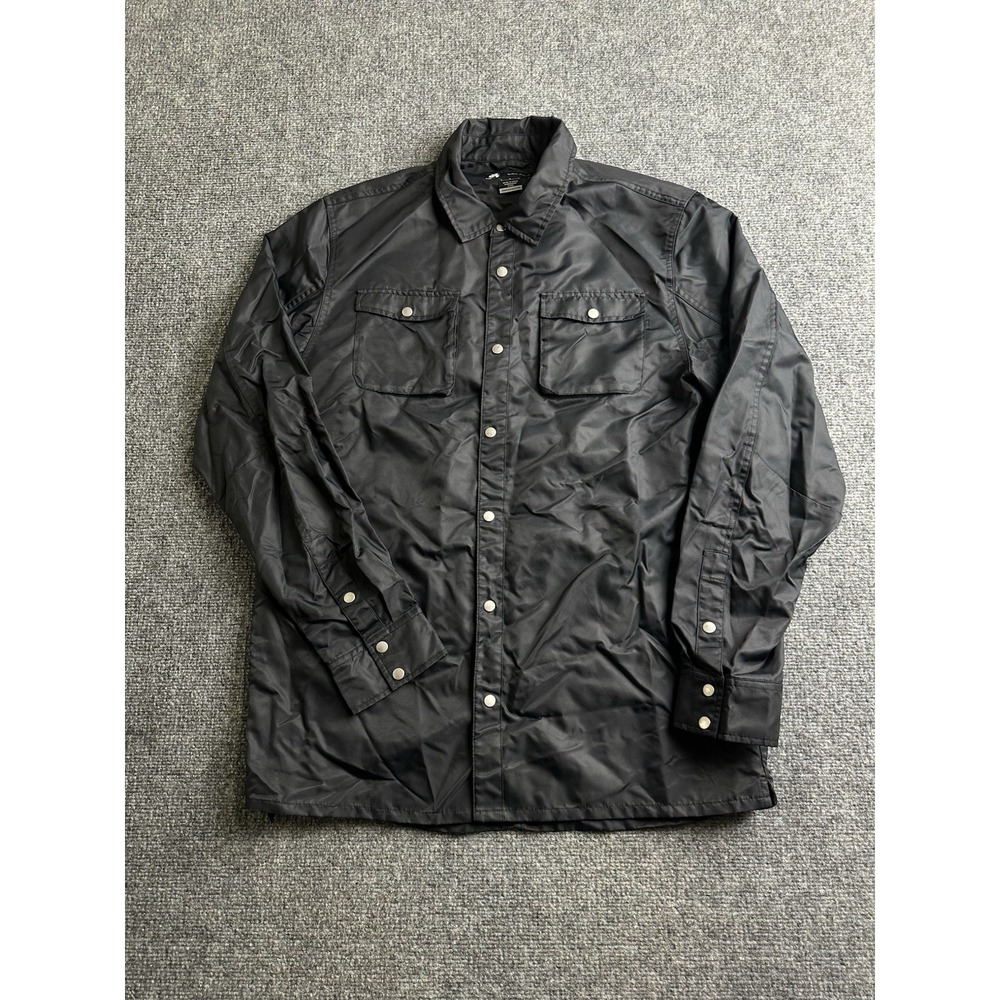 Nike SB Black Nylon Snap Button Long Sleeve Shirt Jacket, Size L